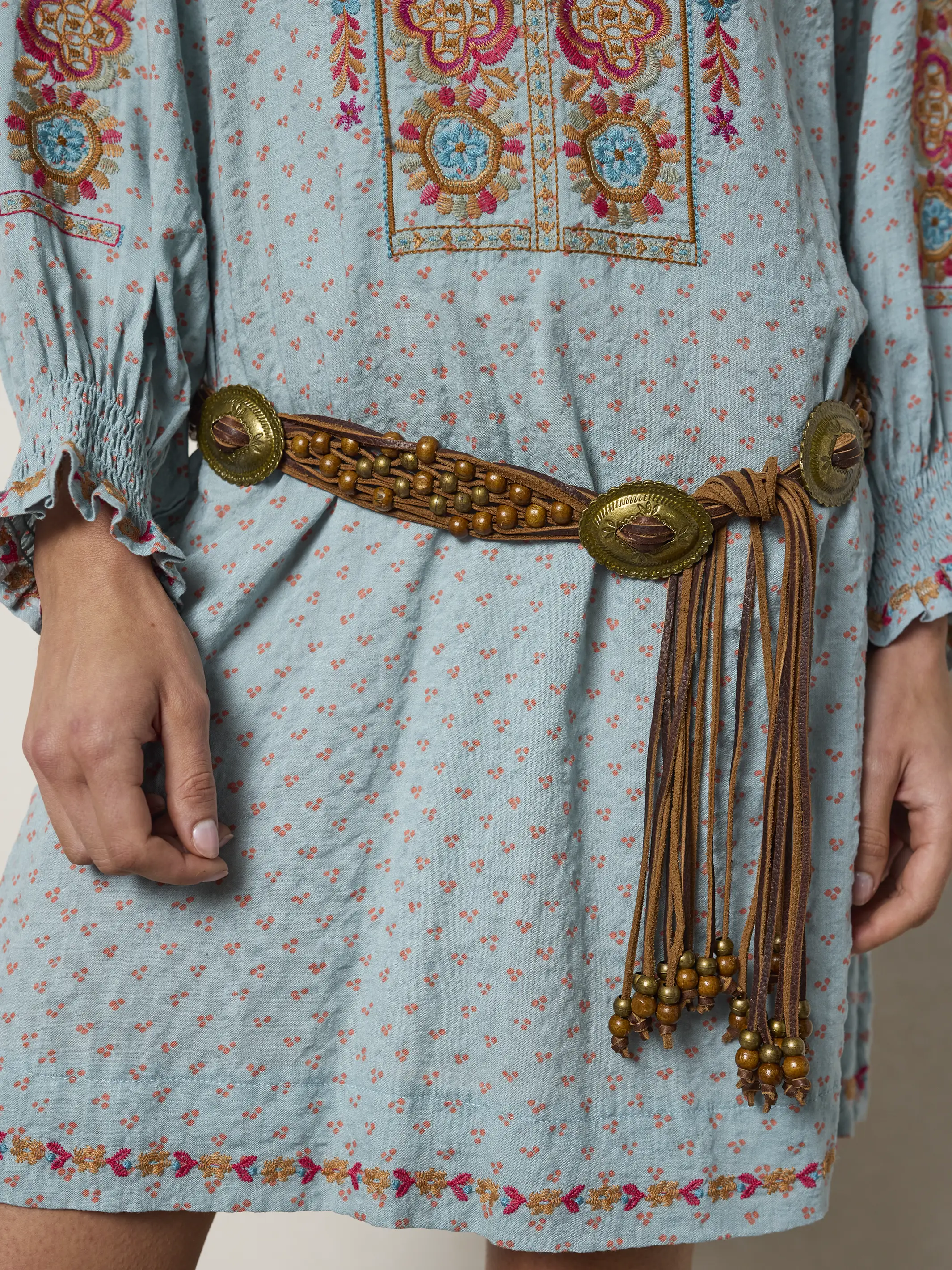 April Embroidered Mini Dress - Drawn Dots Blue - Image 5