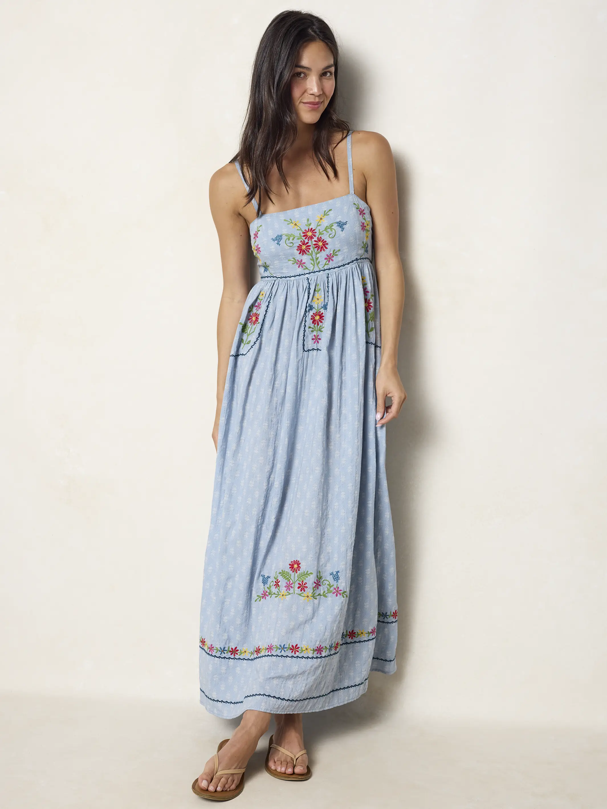 Bailey Embroidered Maxi Dress - Alma Stamp Blue - Image 7