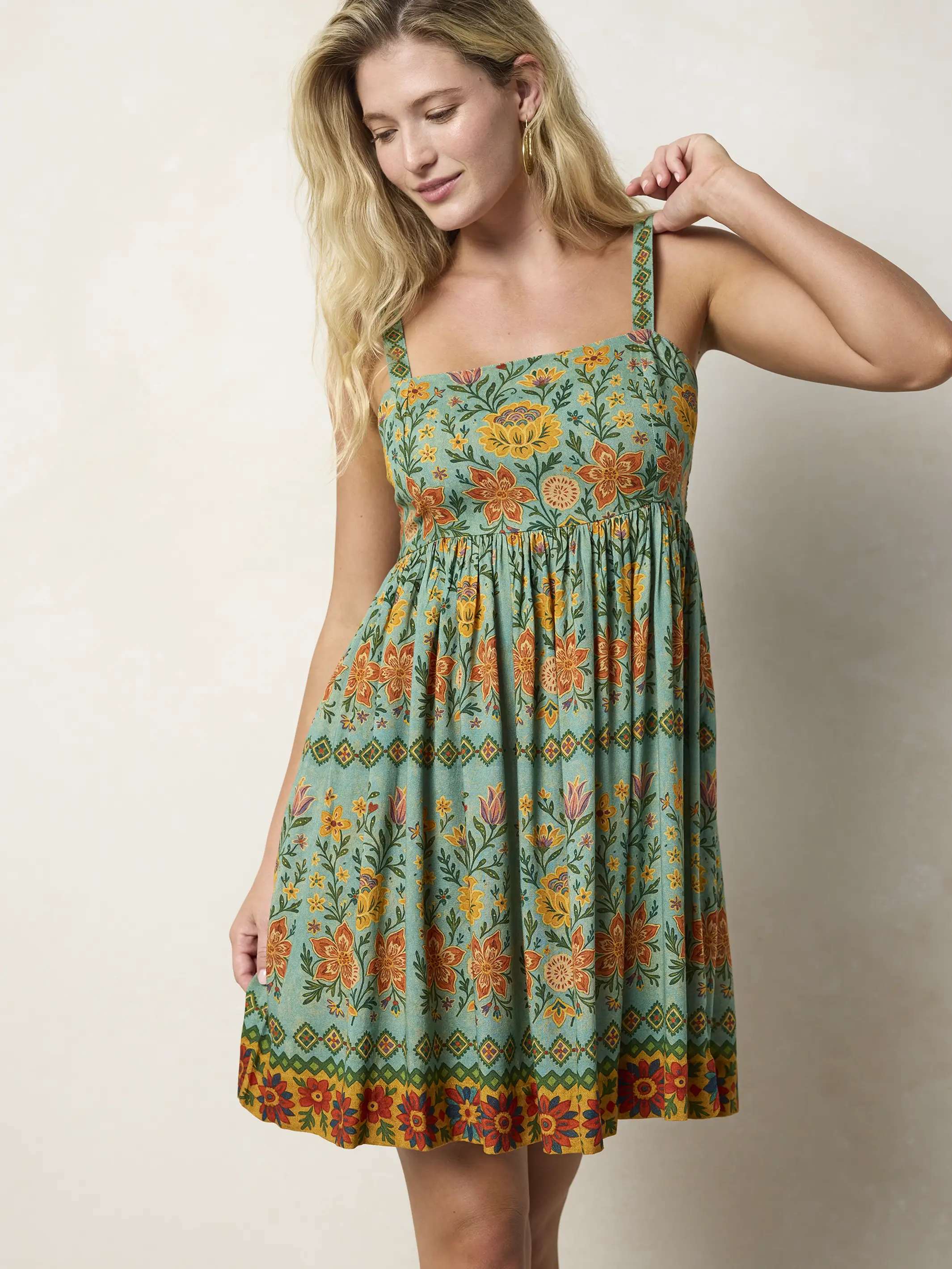 Bailey Mini Dress - Buttercup Floral Seafoam
