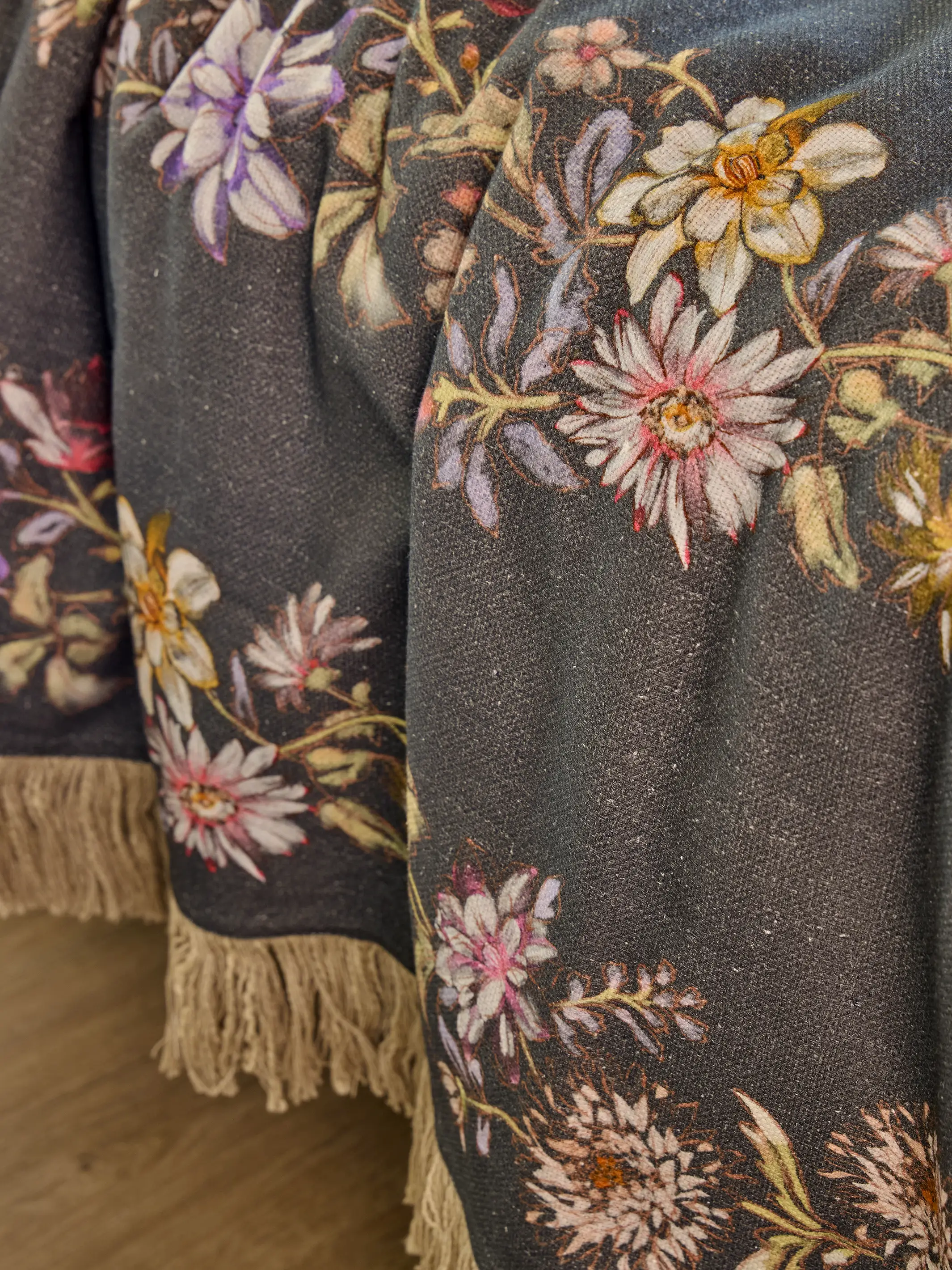 Boho Fringe Bedspread - Dahlia Rows Chocolate - Image 3