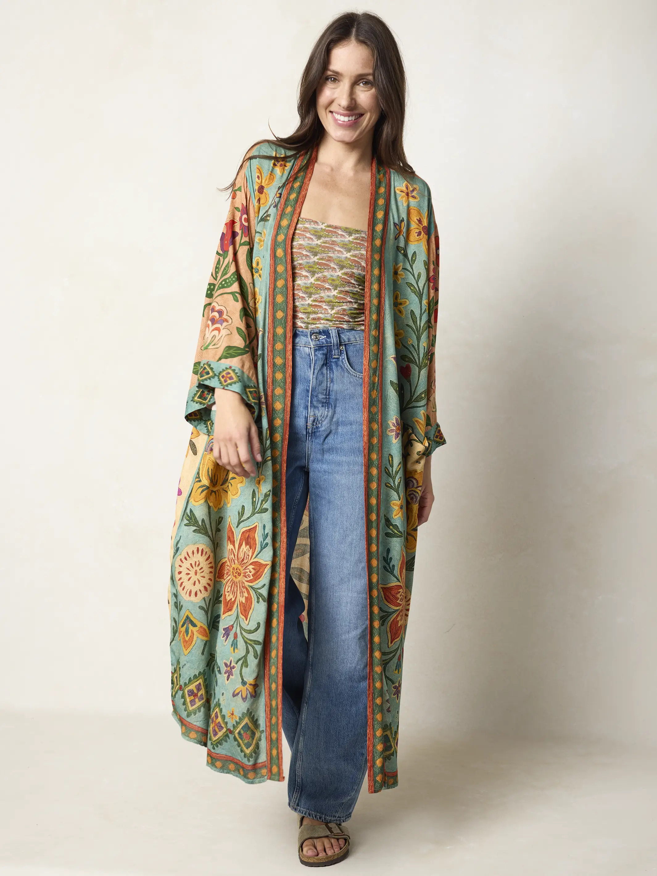 Camila Kimono - Buttercup Floral Seafoam - Image 3