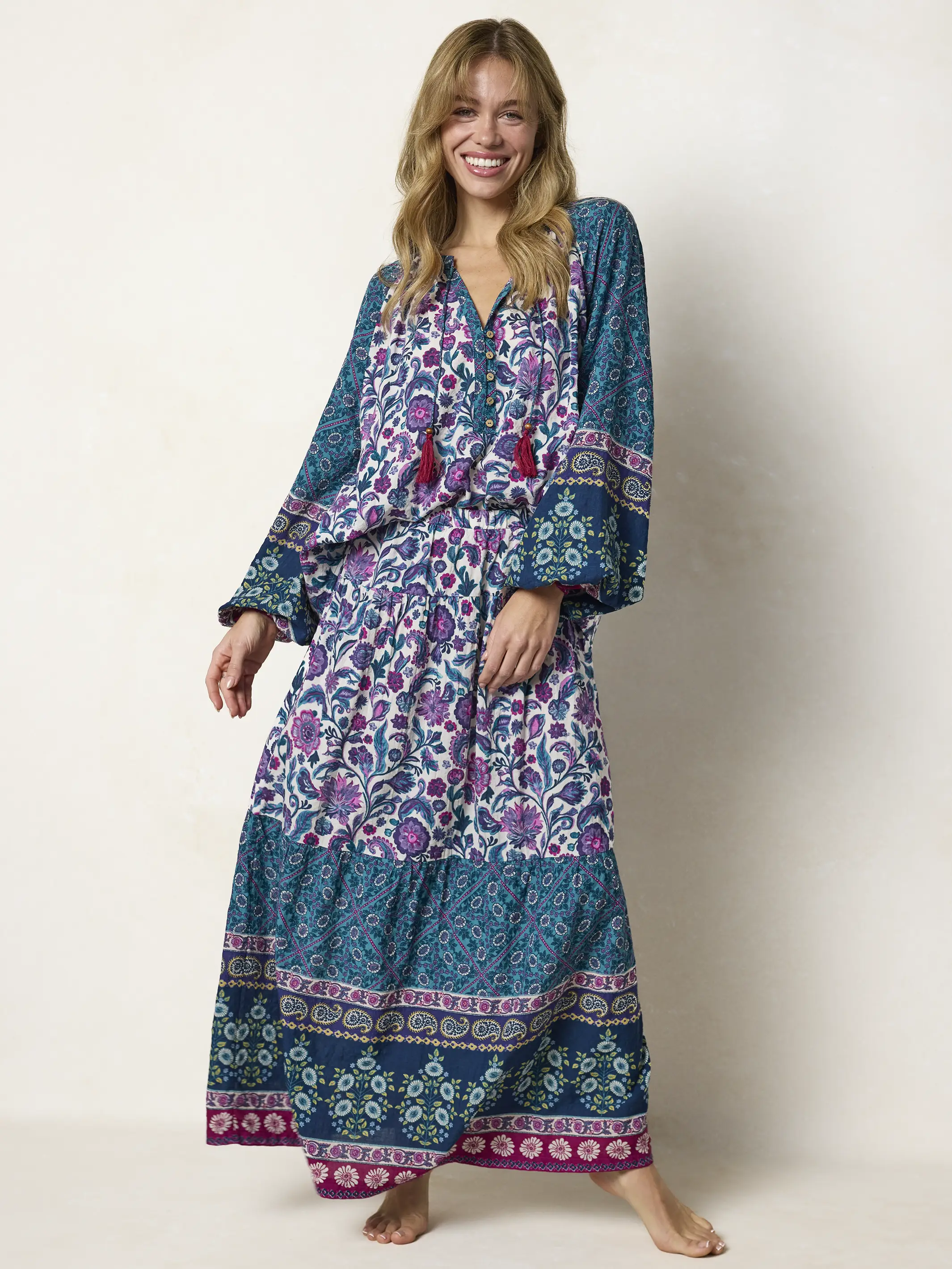 Camille Maxi Skirt - Sunnyfield Floral Purple - Image 3