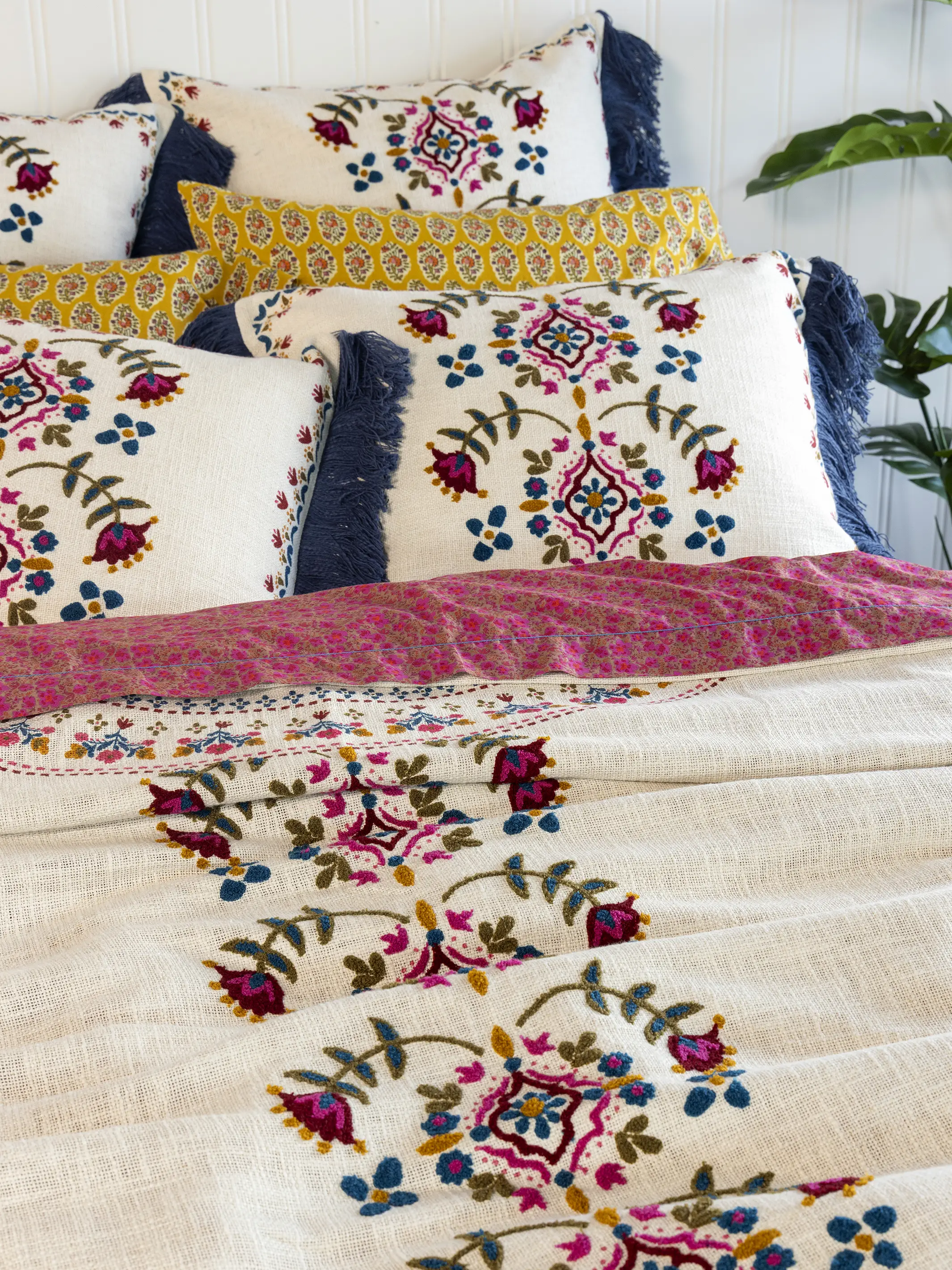 Cotton Slub Tufted Shams, Set of 2 - Cream - Image 2