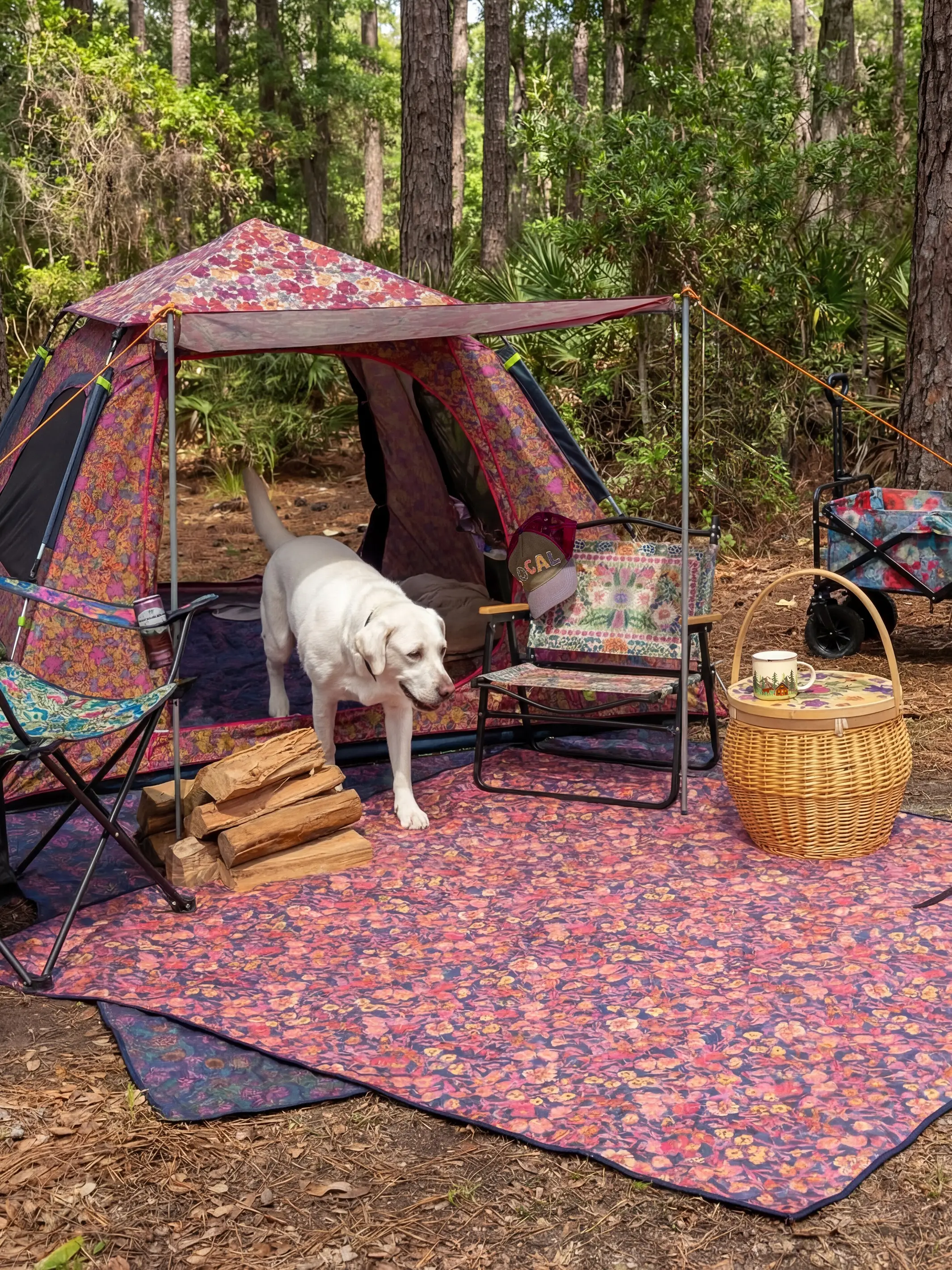 Live Happy Camping Tent - Lush Lilies Plum - Image 2