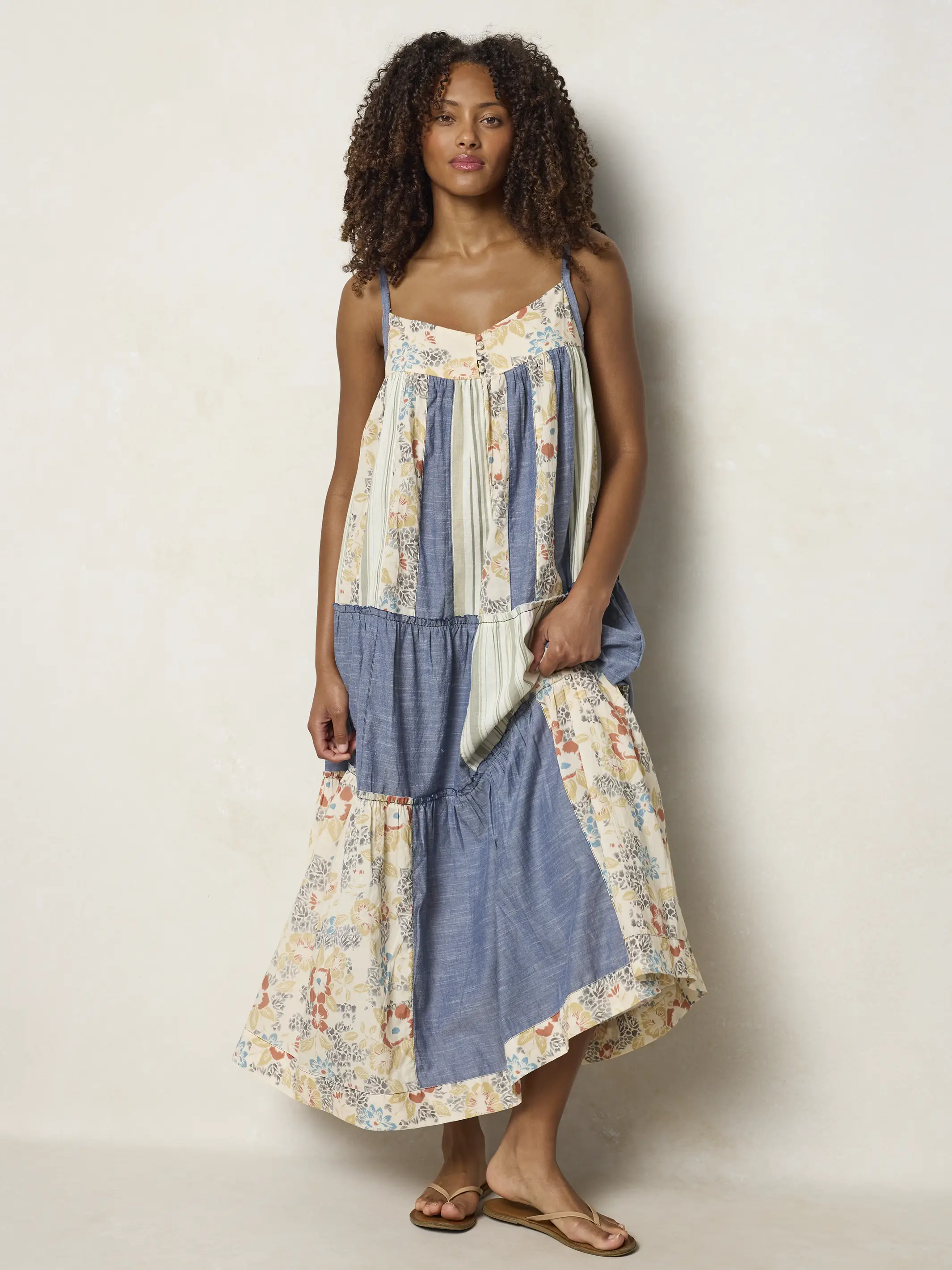 Millie Patchwork Maxi Dress - Ivory Patchwork Denim - Image 6