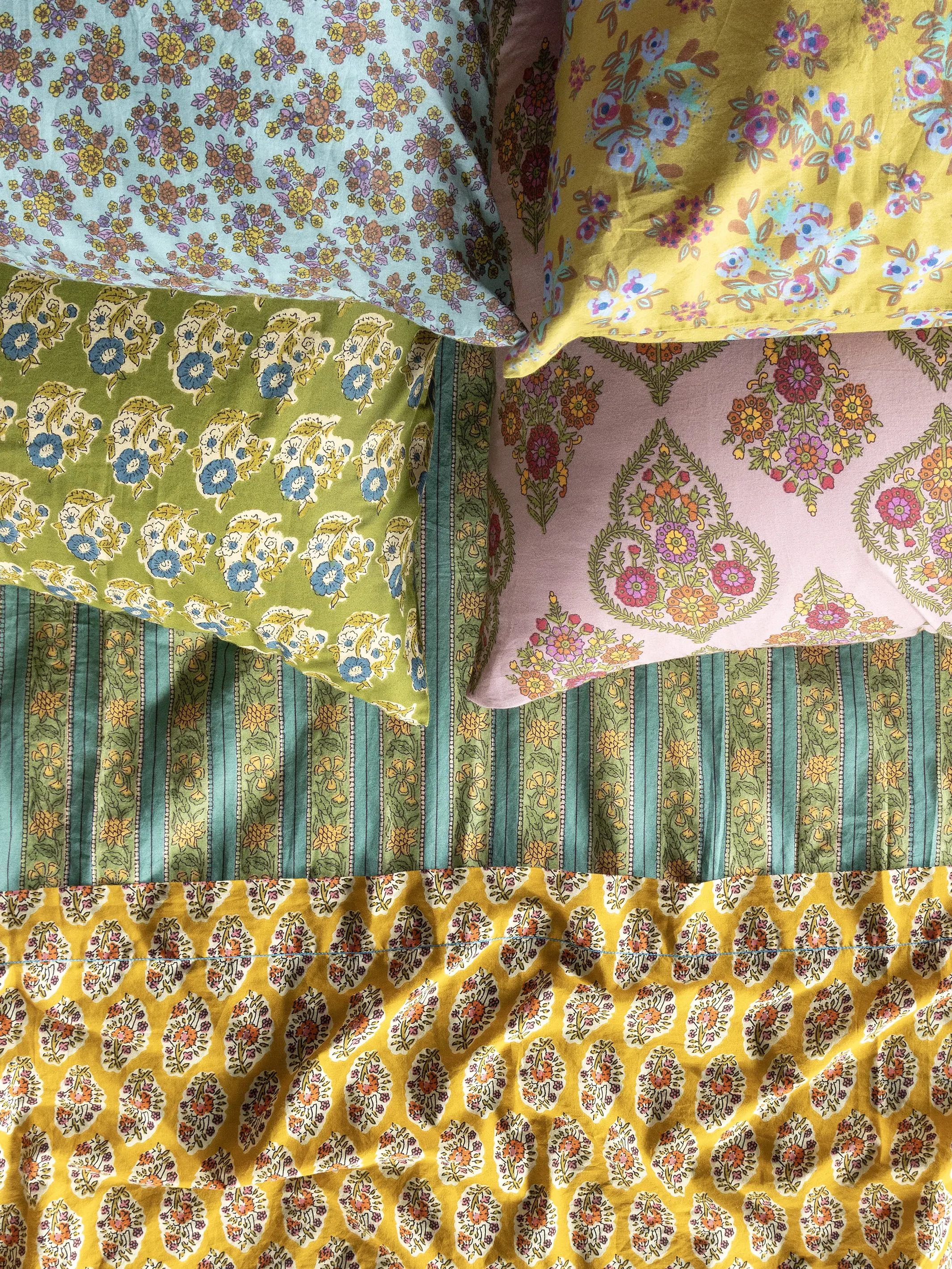 Mix & Match Cotton Flat Sheet - Teal Vines - Image 2