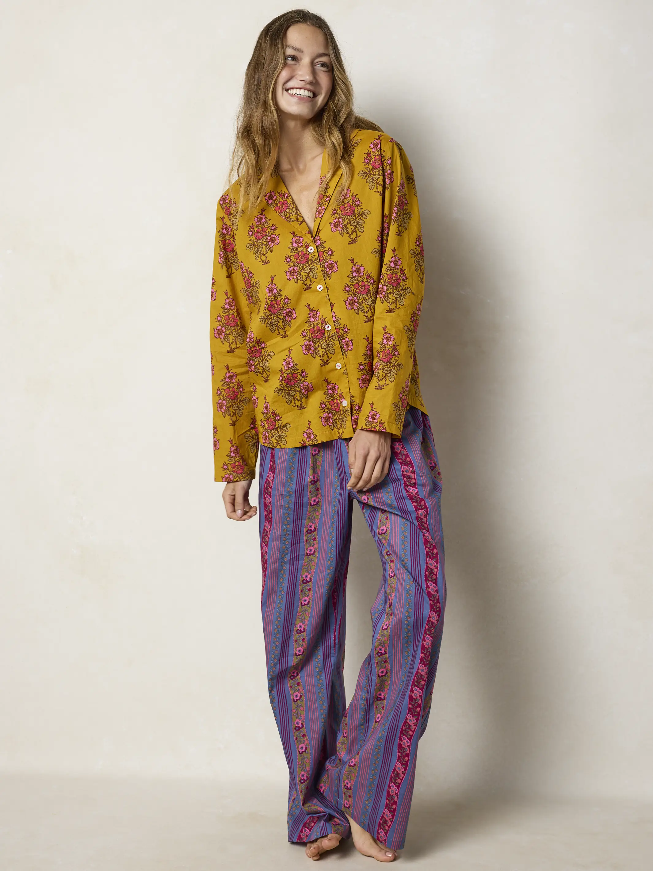 Mix & Match Cotton Pajama Pants - Retro Ribbons Navy - Image 6