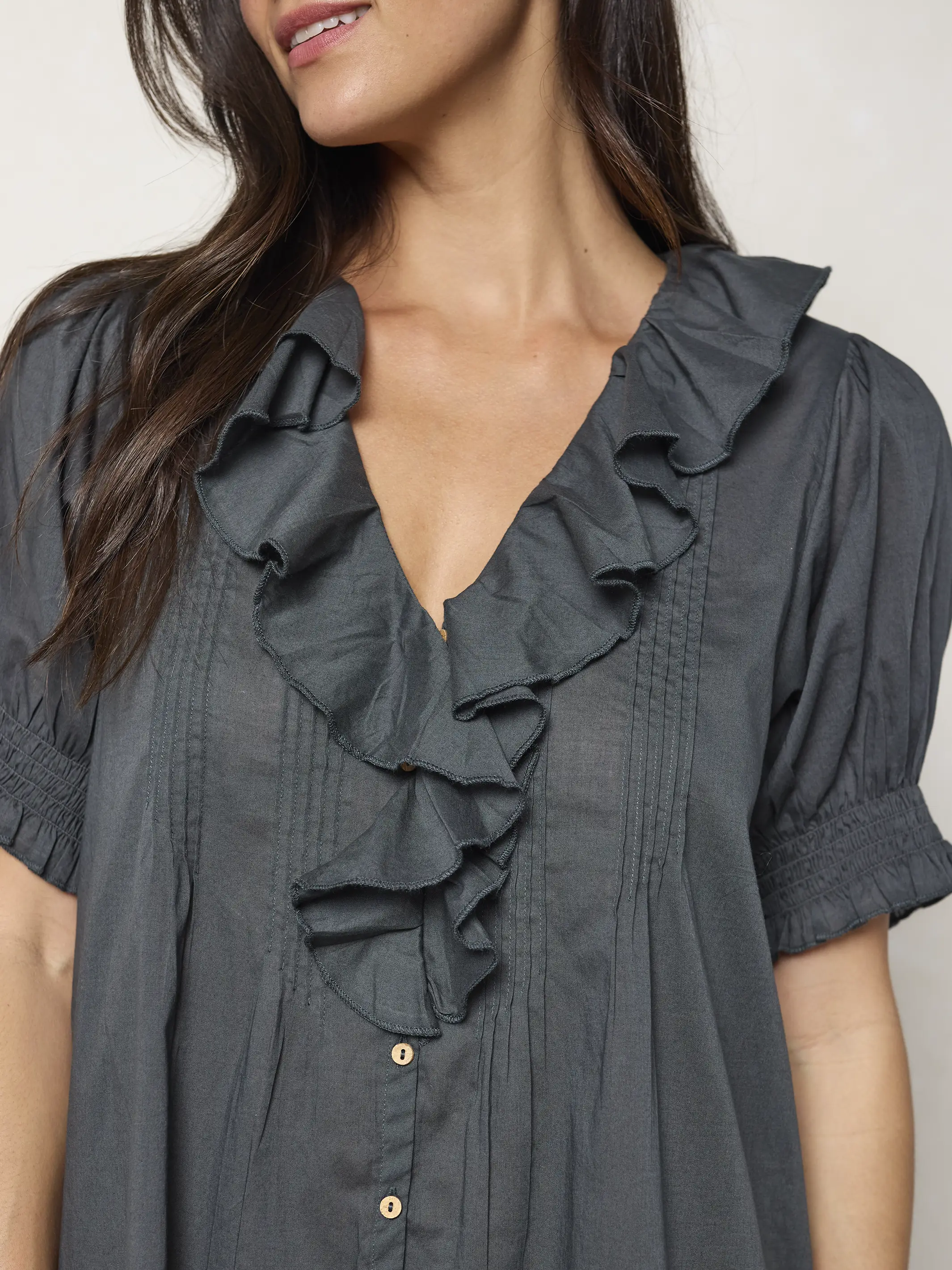 My Favorite Cotton Mini Dress - Charcoal - Image 2