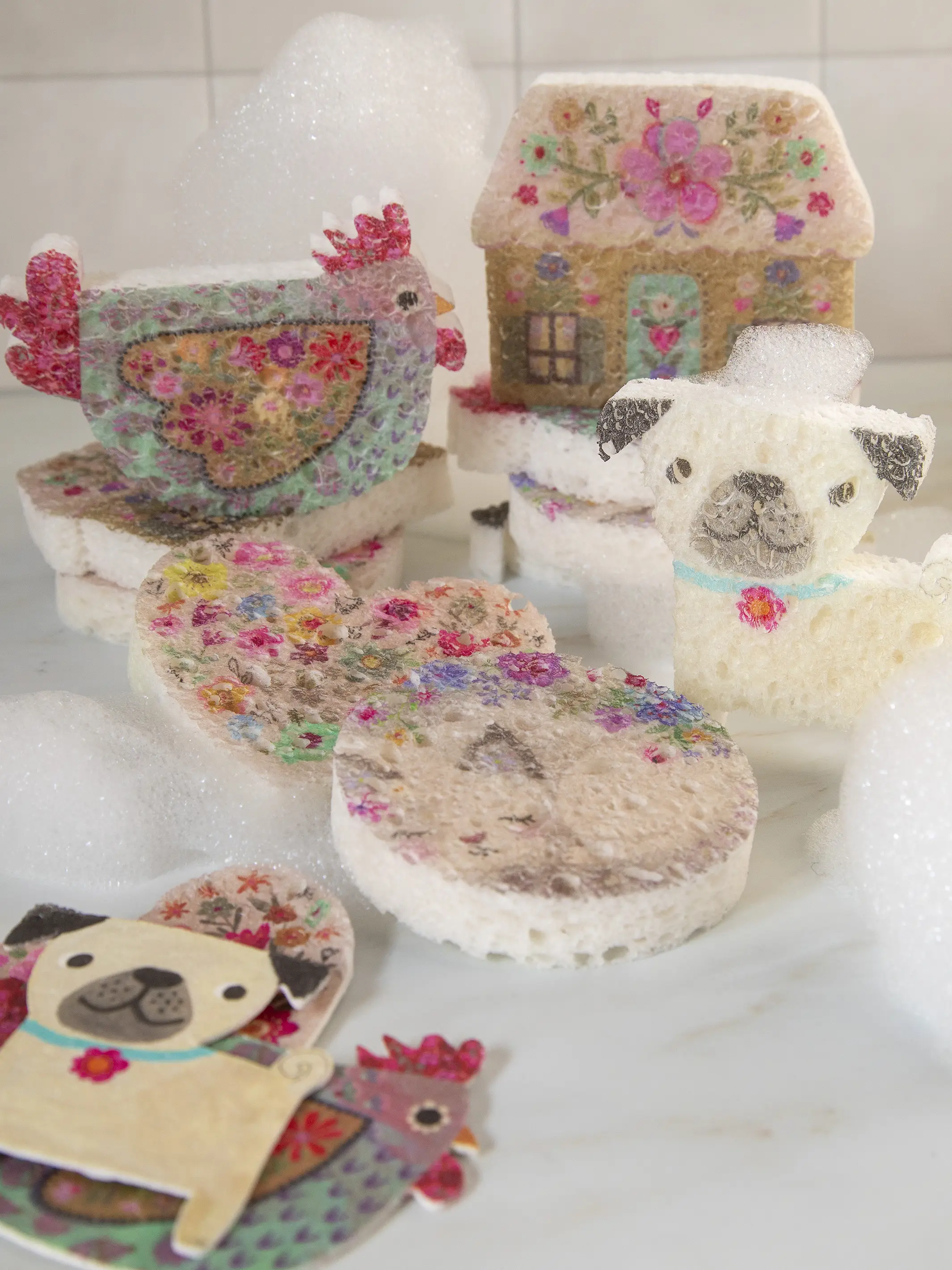 Puff Up Sponges, Set of 5 - Heart - Image 3